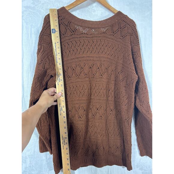 Vintage Sweater Medium Brown NEW Old Stock Open Knit Paul Harris USA - Picture 11 of 11